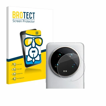 Parte frontal de un envase de producto con el logotipo de la marca BROTECT. Al lado se muestra el dispositivo Xiaomi 14 Ultra 