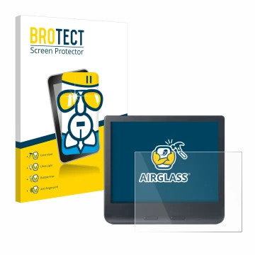 Parte frontal de un envase de producto con el logotipo de la marca BROTECT. Al lado se muestra el dispositivo Kobo Libra Colou