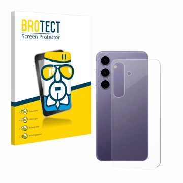 Parte frontal de un envase de producto con el logotipo de la marca BROTECT. Al lado se muestra el dispositivo Samsung Galaxy S