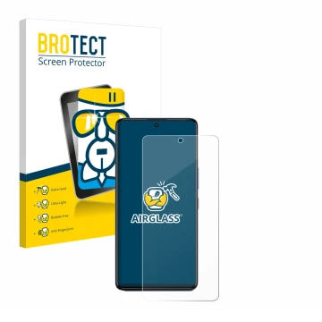 Parte frontal de un envase de producto con el logotipo de la marca BROTECT. Al lado se muestra el dispositivo Infinix GT 20 Pr