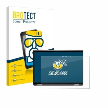 Parte frontal de un envase de producto con el logotipo de la marca BROTECT. Al lado se muestra el dispositivo Dell Latitude 74