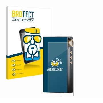 Parte frontal de un envase de producto con el logotipo de la marca BROTECT. Al lado se muestra el dispositivo Cayin N3-Ultra c