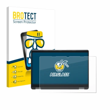 Parte frontal de un envase de producto con el logotipo de la marca BROTECT. Al lado se muestra el dispositivo Dell Latitude 53
