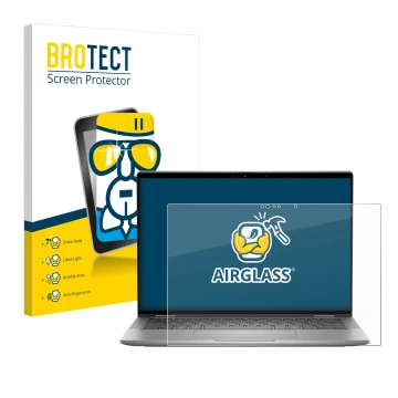 Parte frontal de un envase de producto con el logotipo de la marca BROTECT. Al lado se muestra el dispositivo Dell Latitude 74