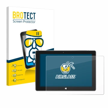Parte frontal de un envase de producto con el logotipo de la marca BROTECT. Al lado se muestra el dispositivo SZTPS Tablet 10.