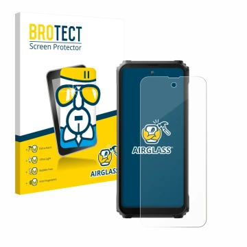 Parte frontal de un envase de producto con el logotipo de la marca BROTECT. Al lado se muestra el dispositivo Blackview BL9000