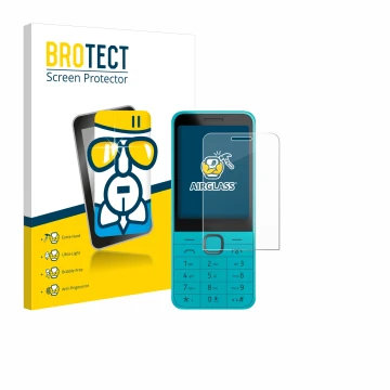 Parte frontal de un envase de producto con el logotipo de la marca BROTECT. Al lado se muestra el dispositivo Nokia 235 4G (20