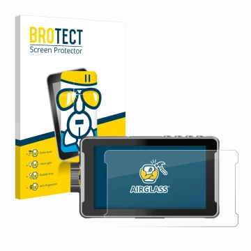 Parte frontal de un envase de producto con el logotipo de la marca BROTECT. Al lado se muestra el dispositivo Viltrox DC-550 P