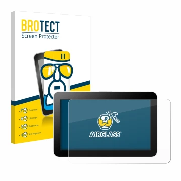 Parte frontal de un envase de producto con el logotipo de la marca BROTECT. Al lado se muestra el dispositivo Wacom One 12 con