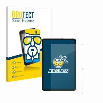 Parte frontal de un envase de producto con el logotipo de la marca BROTECT. Al lado se muestra el dispositivo Xiaomi Redmi Pad