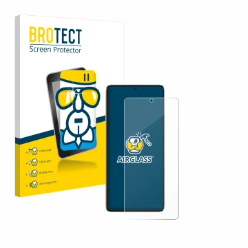 Parte frontal de un envase de producto con el logotipo de la marca BROTECT. Al lado se muestra el dispositivo Xiaomi Poco F6 c