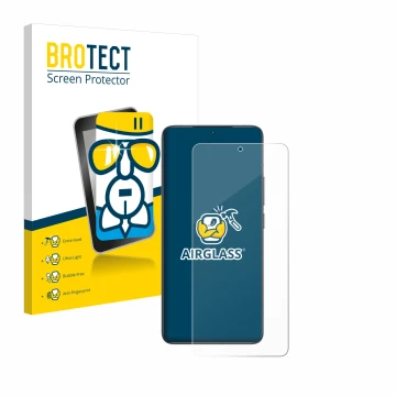 Parte frontal de un envase de producto con el logotipo de la marca BROTECT. Al lado se muestra el dispositivo Xiaomi Poco F6 P