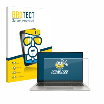 Parte frontal de un envase de producto con el logotipo de la marca BROTECT. Al lado se muestra el dispositivo ASUS ZenBook S 1