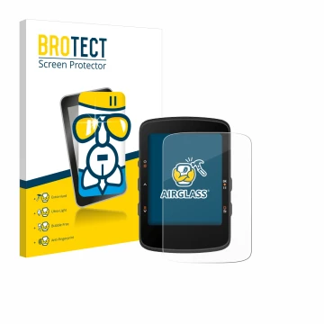 Parte frontal de un envase de producto con el logotipo de la marca BROTECT. Al lado se muestra el dispositivo Bryton Rider 460