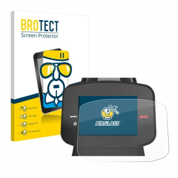 Parte frontal de un envase de producto con el logotipo de la marca BROTECT. Al lado se muestra el dispositivo PowaKaddy FX7 GP