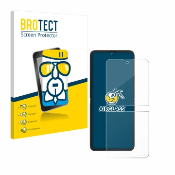 Parte frontal de un envase de producto con el logotipo de la marca BROTECT. Al lado se muestra el dispositivo Blackview Hero 1