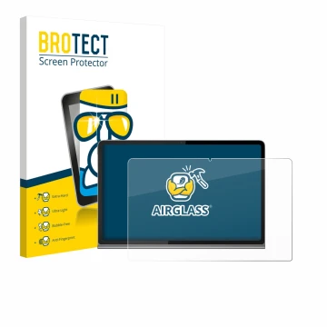 Parte frontal de un envase de producto con el logotipo de la marca BROTECT. Al lado se muestra el dispositivo Lenovo Tab Plus 