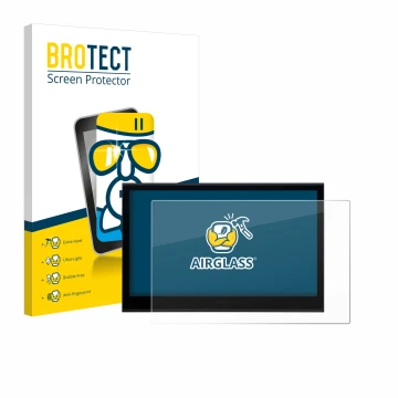 Parte frontal de un envase de producto con el logotipo de la marca BROTECT. Al lado se muestra el dispositivo Wacom Movink 13 