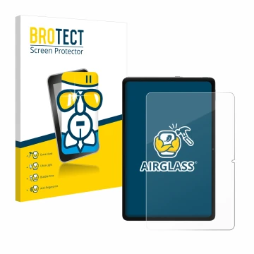 Parte frontal de un envase de producto con el logotipo de la marca BROTECT. Al lado se muestra el dispositivo Xiaomi Redmi Pad