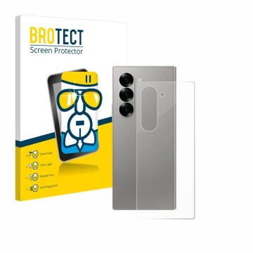 Parte frontal de un envase de producto con el logotipo de la marca BROTECT. Al lado se muestra el dispositivo Samsung Galaxy Z