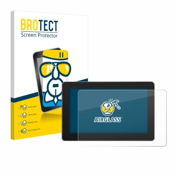 Parte frontal de un envase de producto con el logotipo de la marca BROTECT. Al lado se muestra el dispositivo SmallHD Indie 5 