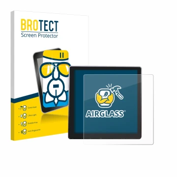 Parte frontal de un envase de producto con el logotipo de la marca BROTECT. Al lado se muestra el dispositivo Shelly Wall Disp