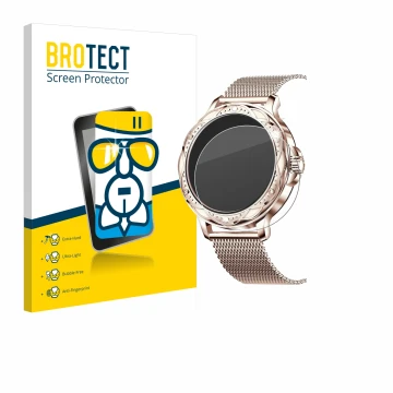 Parte frontal de un envase de producto con el logotipo de la marca BROTECT. Al lado se muestra el dispositivo Darmowade Smartw