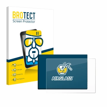 Parte frontal de un envase de producto con el logotipo de la marca BROTECT. Al lado se muestra el dispositivo G-STORY 10.1