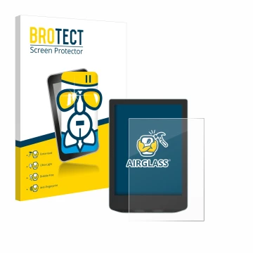 Parte frontal de un envase de producto con el logotipo de la marca BROTECT. Al lado se muestra el dispositivo Vivlio Light HD 