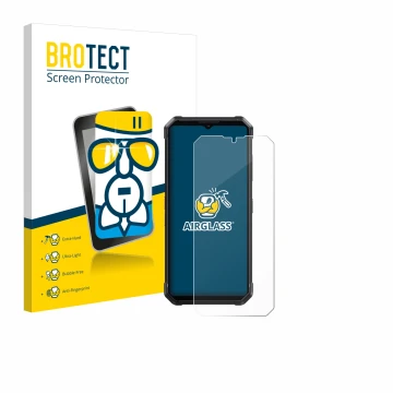 Parte frontal de un envase de producto con el logotipo de la marca BROTECT. Al lado se muestra el dispositivo Fossibot F106 Pr