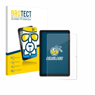 Parte frontal de un envase de producto con el logotipo de la marca BROTECT. Al lado se muestra el dispositivo Doogee T10W con 