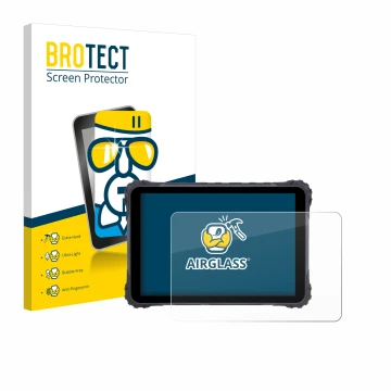 Parte frontal de un envase de producto con el logotipo de la marca BROTECT. Al lado se muestra el dispositivo Topicon MDT865 c