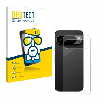 Parte frontal de un envase de producto con el logotipo de la marca BROTECT. Al lado se muestra el dispositivo Google Pixel 9 P