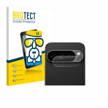 Parte frontal de un envase de producto con el logotipo de la marca BROTECT. Al lado se muestra el dispositivo Google Pixel 9 P