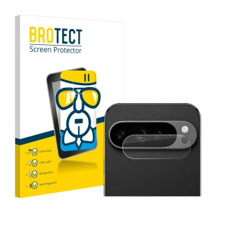 Parte frontal de un envase de producto con el logotipo de la marca BROTECT. Al lado se muestra el dispositivo Google Pixel 9 P