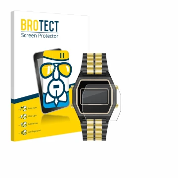Parte frontal de un envase de producto con el logotipo de la marca BROTECT. Al lado se muestra el dispositivo Armitron Rubik c