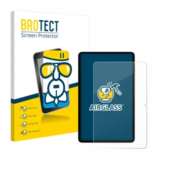 Parte frontal de un envase de producto con el logotipo de la marca BROTECT. Al lado se muestra el dispositivo Blackview Tab 18