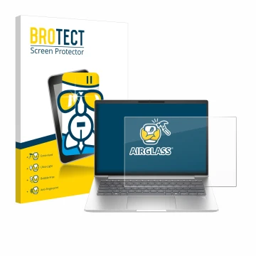 Parte frontal de un envase de producto con el logotipo de la marca BROTECT. Al lado se muestra el dispositivo HP ProBook 440 G
