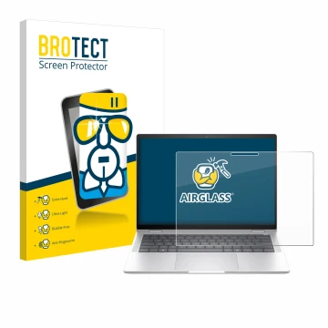 Parte frontal de un envase de producto con el logotipo de la marca BROTECT. Al lado se muestra el dispositivo HP EliteBook x36