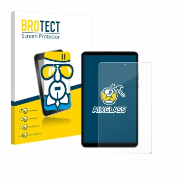 Parte frontal de un envase de producto con el logotipo de la marca BROTECT. Al lado se muestra el dispositivo Xiaomi Redmi Pad