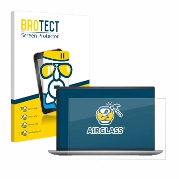 Parte frontal de un envase de producto con el logotipo de la marca BROTECT. Al lado se muestra el dispositivo Dell Precision 5