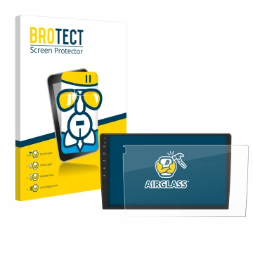 Parte frontal de un envase de producto con el logotipo de la marca BROTECT. Al lado se muestra el dispositivo Eonon ua12s plus