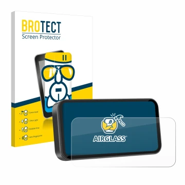 Parte frontal de un envase de producto con el logotipo de la marca BROTECT. Al lado se muestra el dispositivo Carpuride W603D 