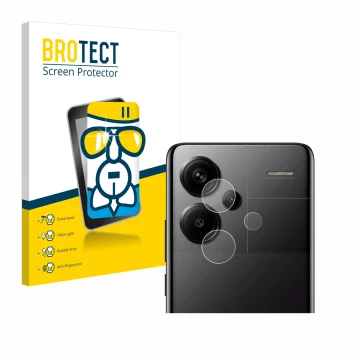 Parte frontal de un envase de producto con el logotipo de la marca BROTECT. Al lado se muestra el dispositivo Xiaomi Redmi Not