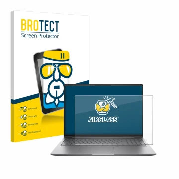 Parte frontal de un envase de producto con el logotipo de la marca BROTECT. Al lado se muestra el dispositivo HP ZBook Power 1