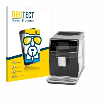 Parte frontal de un envase de producto con el logotipo de la marca BROTECT. Al lado se muestra el dispositivo WMF Perfection 8