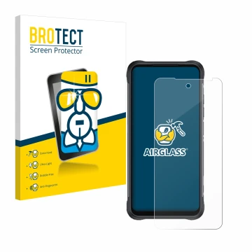 Parte frontal de un envase de producto con el logotipo de la marca BROTECT. Al lado se muestra el dispositivo GlobeXplorer GPX