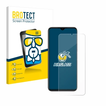 Parte frontal de un envase de producto con el logotipo de la marca BROTECT. Al lado se muestra el dispositivo Doogee N50 Pro c