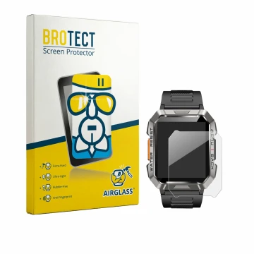 Parte frontal de un envase de producto con el logotipo de la marca BROTECT. Al lado se muestra el dispositivo Baolubao W60 con