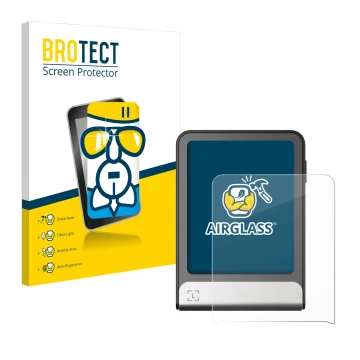 Parte frontal de un envase de producto con el logotipo de la marca BROTECT. Al lado se muestra el dispositivo Ledger Flex con 